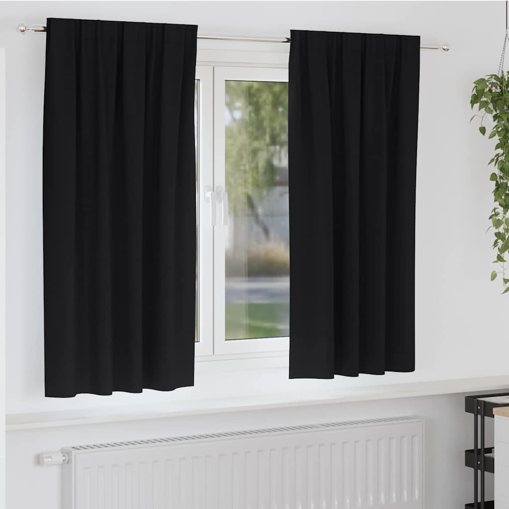 Verdunkelungs-Vorhänge mit Ringen 2 pcs Schwarz 175 x 140 cm