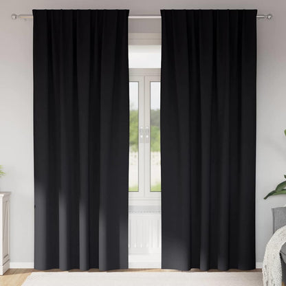 Verdunkelungs-Vorhänge mit Ringen 2 pcs Schwarz 225 x 140 cm