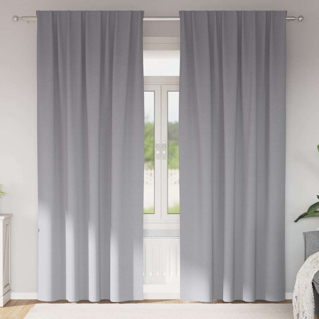 Verdunkelungs-Vorhänge mit Ringen 2 pcs Hellgrau 260 x 140 cm