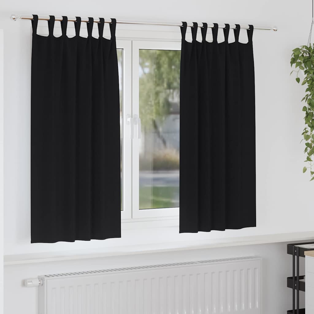 Verdunkelungs-Vorhänge mit Ringen 2 pcs Schwarz 175 x 140 cm