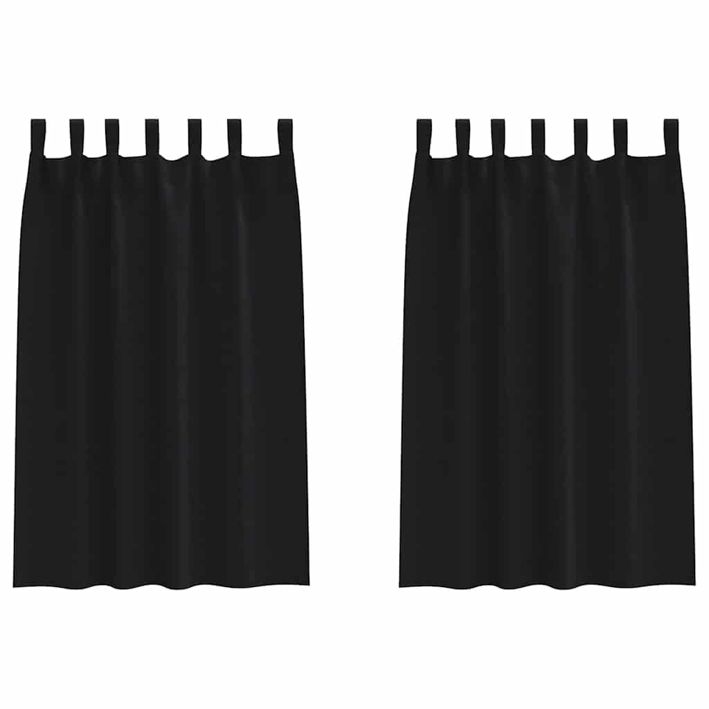 Verdunkelungs-Vorhänge mit Ringen 2 pcs Schwarz 175 x 140 cm