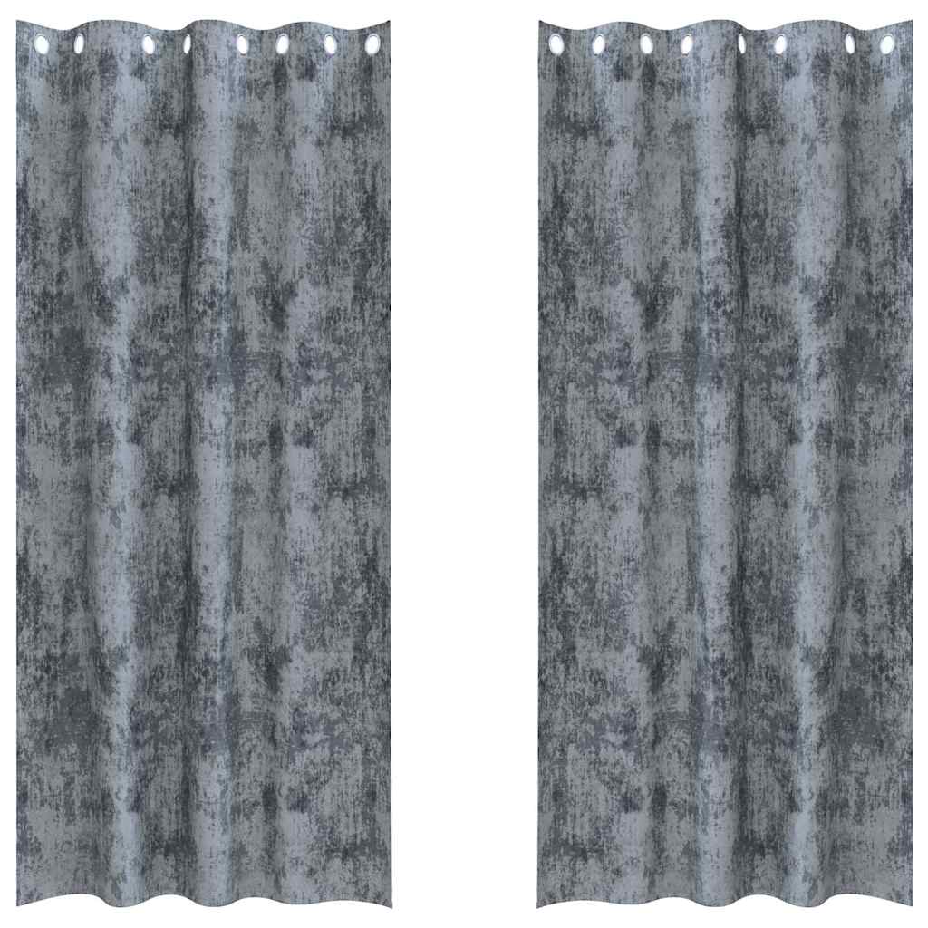 Samtvorhänge mit Vorhängen 2 pcs Silber Grau 245 x 140 cm Samt
