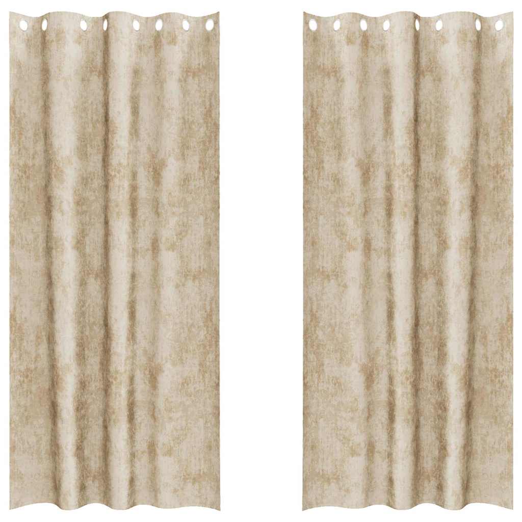 Samtvorhänge mit Vorhängen 2 pcs Creme 245 x 140 cm Samt