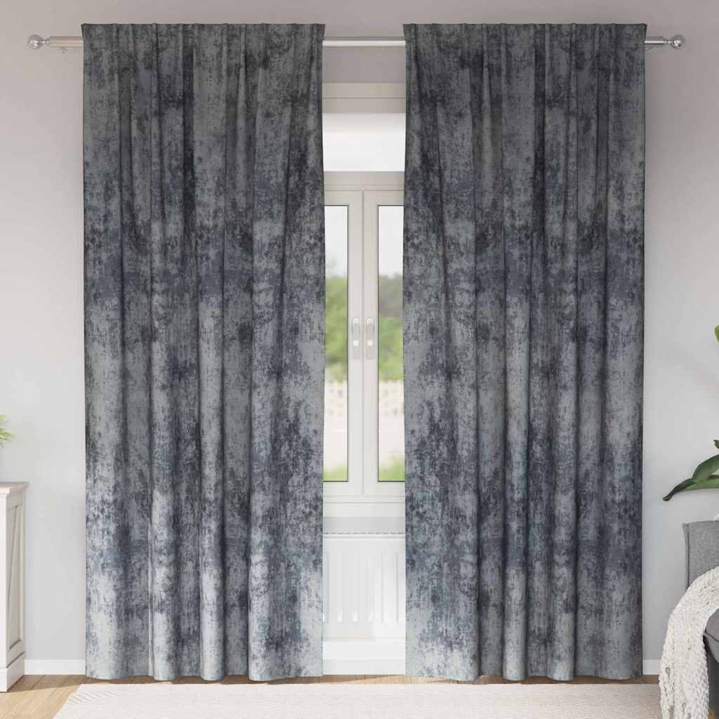 Samtvorhänge mit Vorhängen 2 pcs Silber Grau 245 x 140 cm Samt