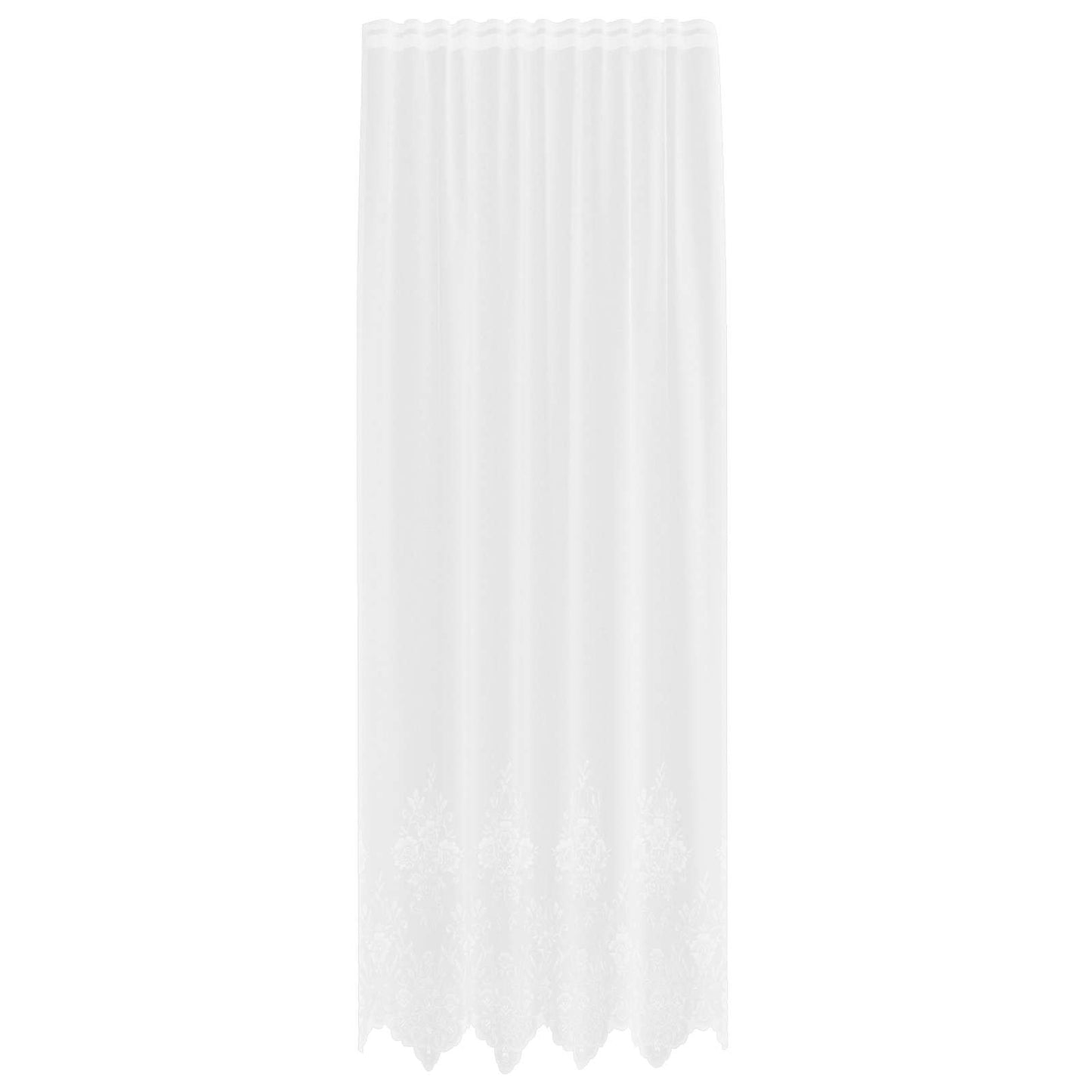 Spitzenvorhang mit Vorhängen Floral Weiß 260 x 150 cm Polyester