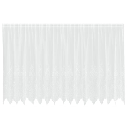 Spitzenvorhang mit Vorhängen Floral Weiß 180 x 400 cm Polyester