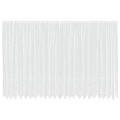 Spitzenvorhang mit Vorhängen Floral Weiß 240 x 600 cm Polyester