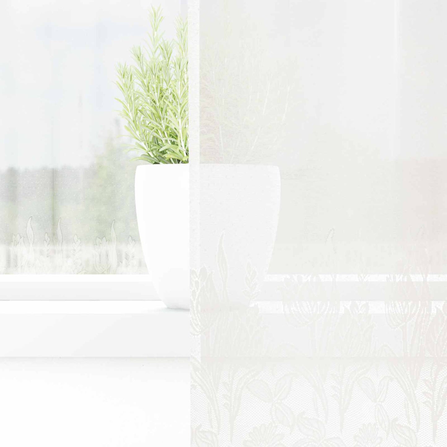 Spitzenvorhang mit Vorhängen Floral Weiß 180 x 300 cm Polyester