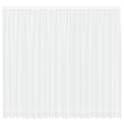 Spitzenvorhang mit Vorhängen Floral Weiß 300 x 500 cm Polyester