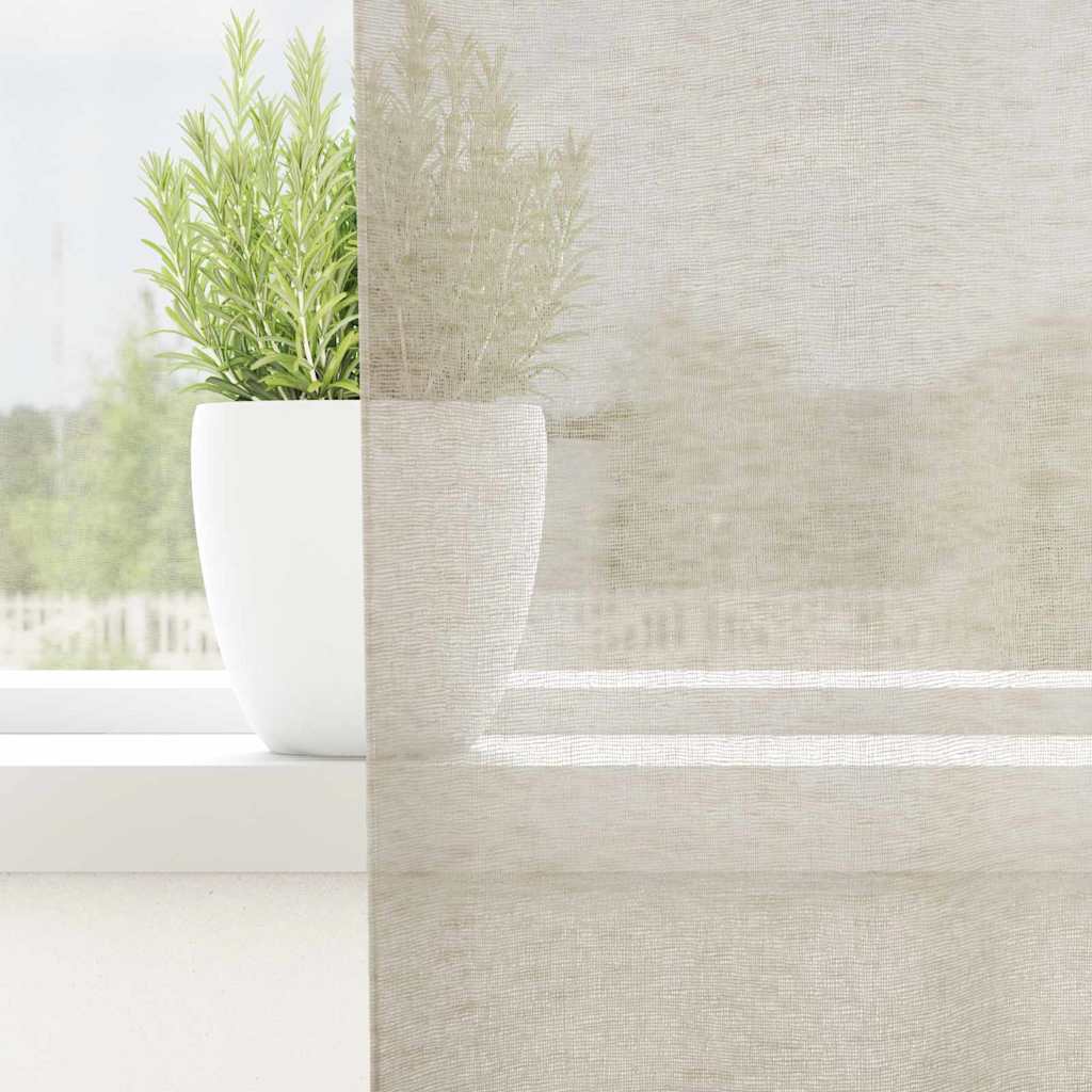 Voile-Vorhang mit Vorhängen 2 pcs Sand 245 x 140 cm Polyester