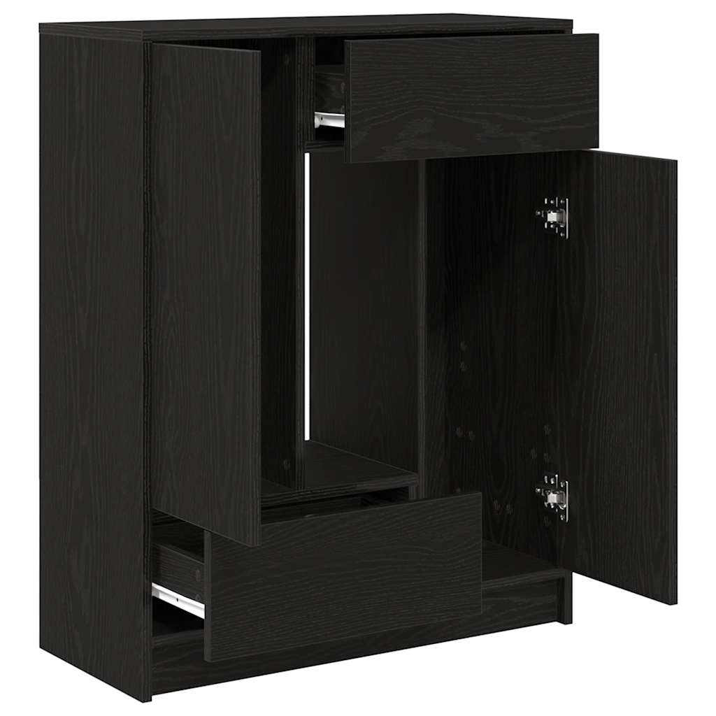 Sideboard mit Schubladen Türen Schwarz Eichen-Optik 73x31x90 cm