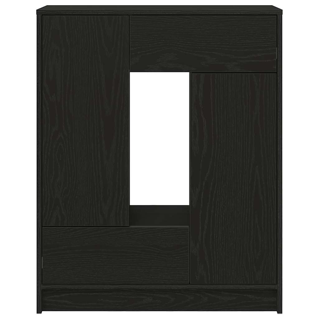 Sideboard mit Schubladen Türen Schwarz Eichen-Optik 73x31x90 cm