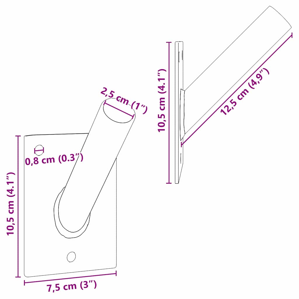 Fahnen Pole Holde Silber 10,5 x 7,5 x 0,25 cm Stahl