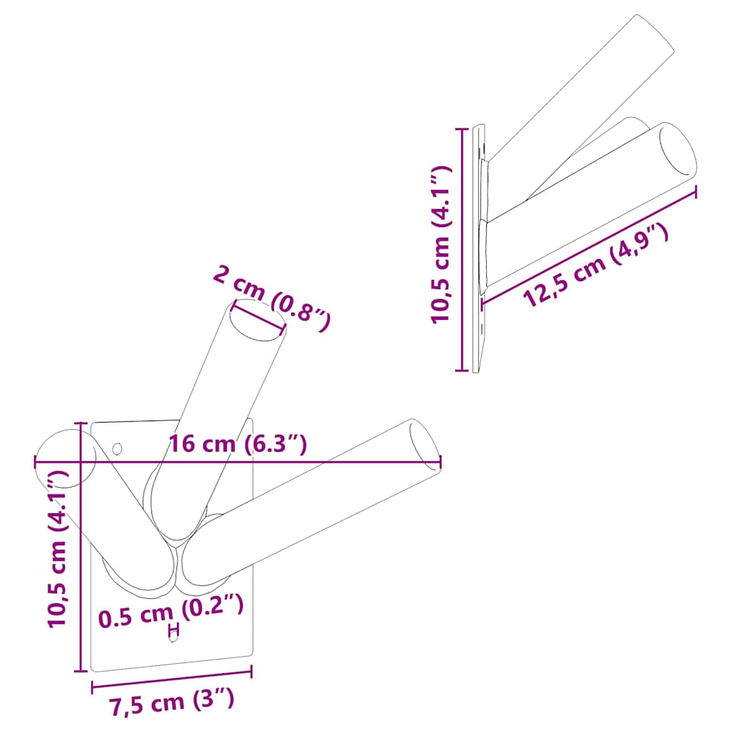 Fahnen Pole Holde Silber 10,5 x 7,5 x 0,2 cm Stahl