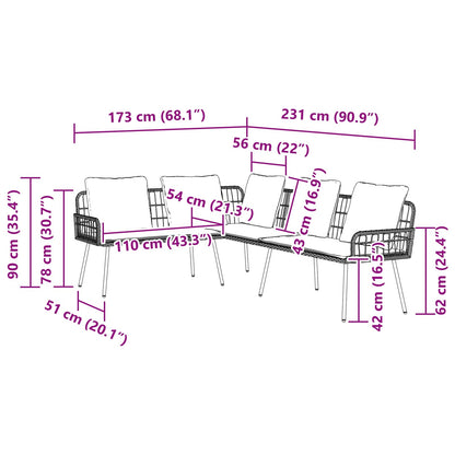 Sofa mit Kissen Grau 61.5 x 123 x 82cm Metall