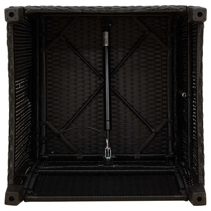 Gartensessel mit Beistelltisch Verstellbar Schwarz Poly Rattan