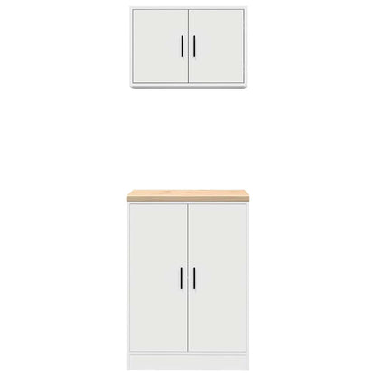 Garagenschränke 2 Stk. Weiß Holzwerkstoff