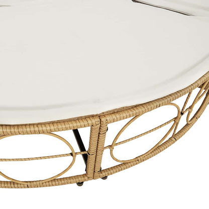 Outdoor-Loungebett mit Dach und Kissen Poly Rattan