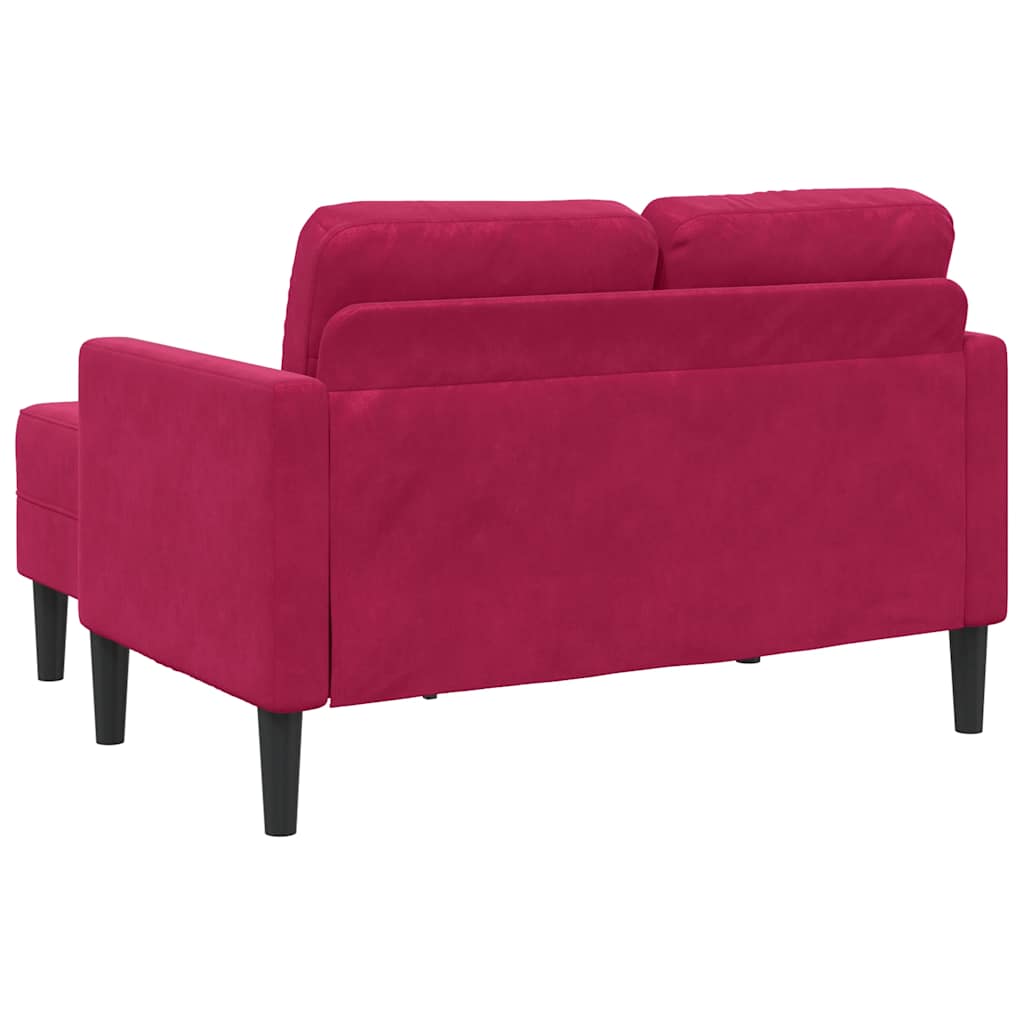 2-Sitzer-Sofa mit Chaiselongue L-Form Weinrot 125 cm Samt