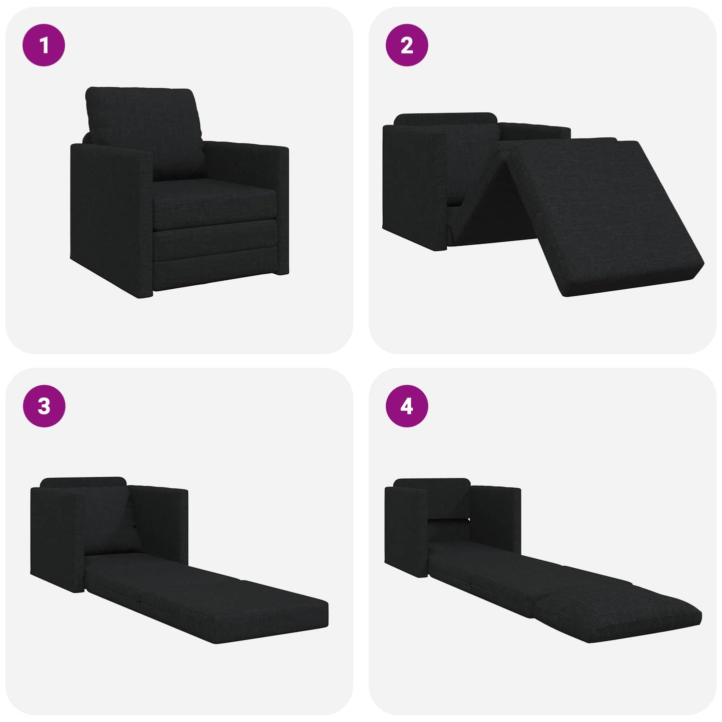 Schlafsofa 60cm Schwarz Stoff