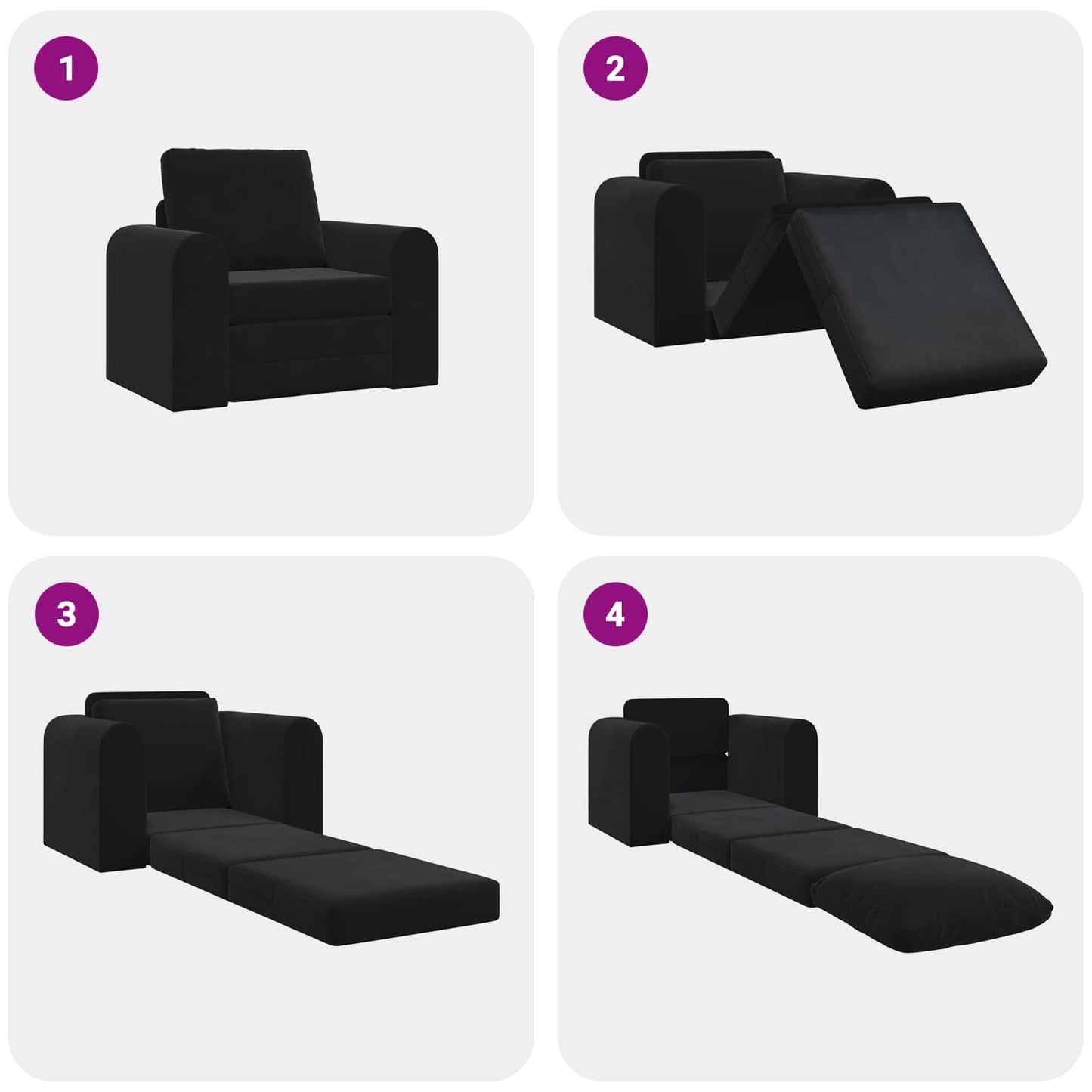 Schlafsofa Schwarz 98 x 71 x 83 cm Samt