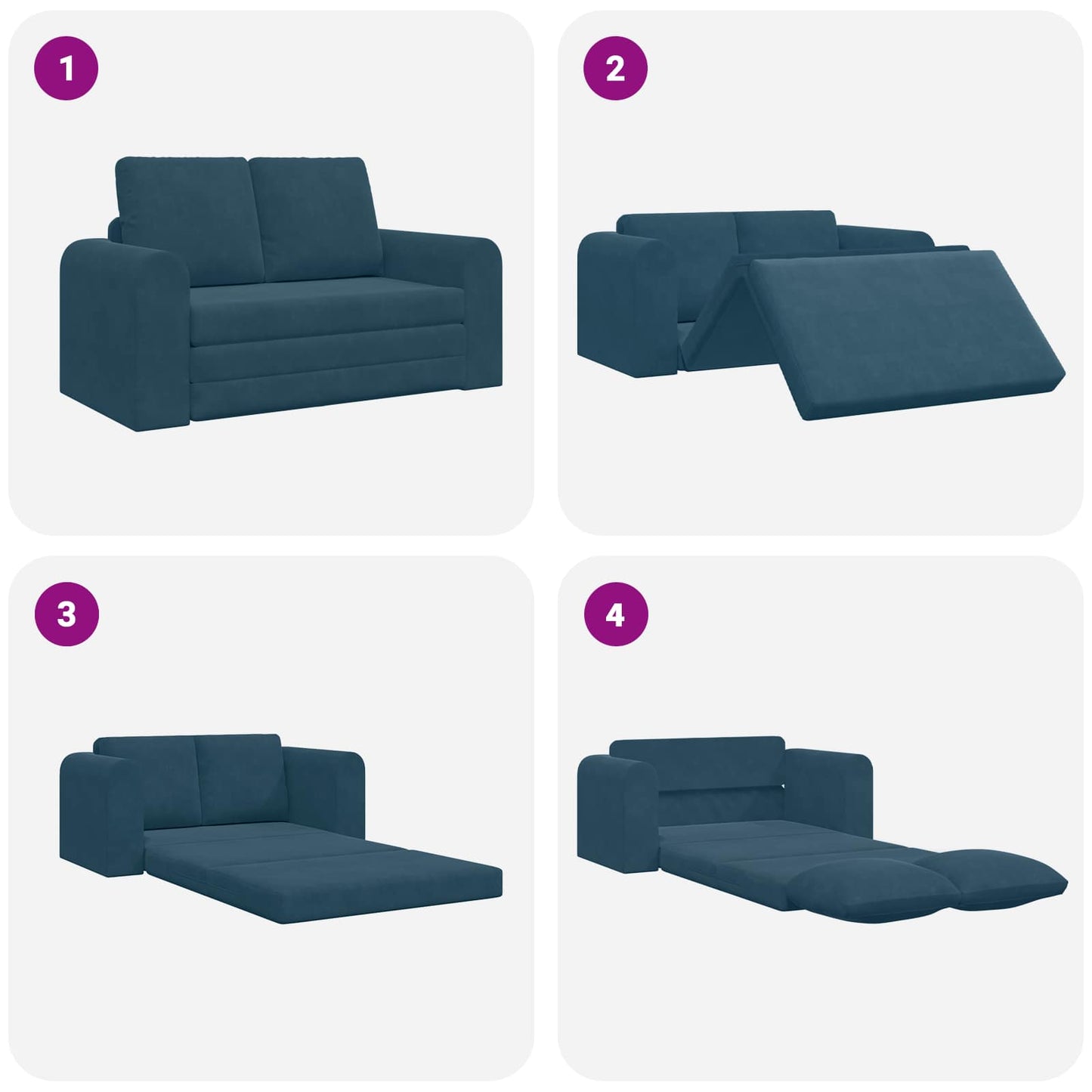 Schlafsofa 60cm Blau Samt