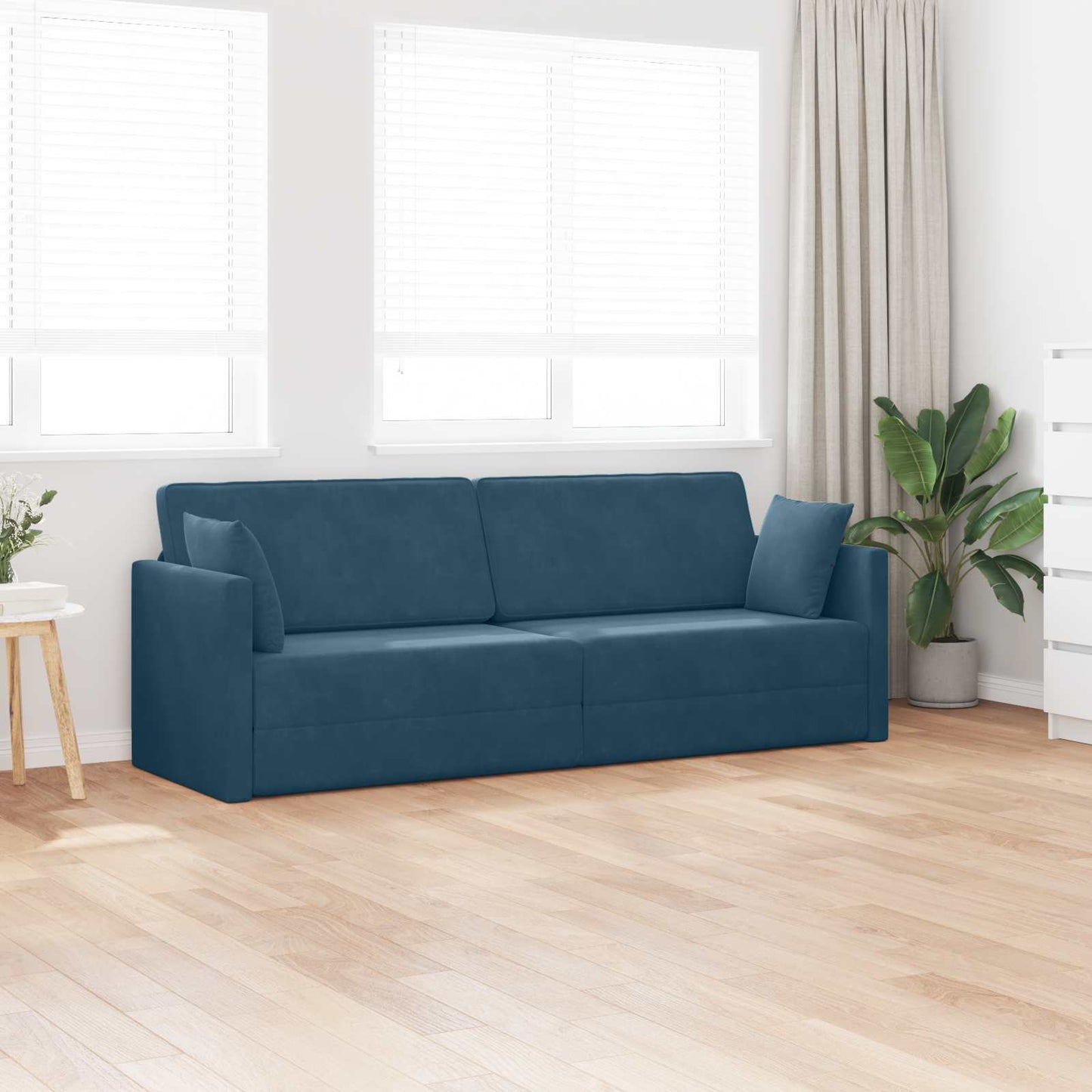 Boden-Sofa-Bett 200cm Blau Samt