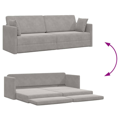Boden-Sofa-Bett 200cm Hellgrau Samt
