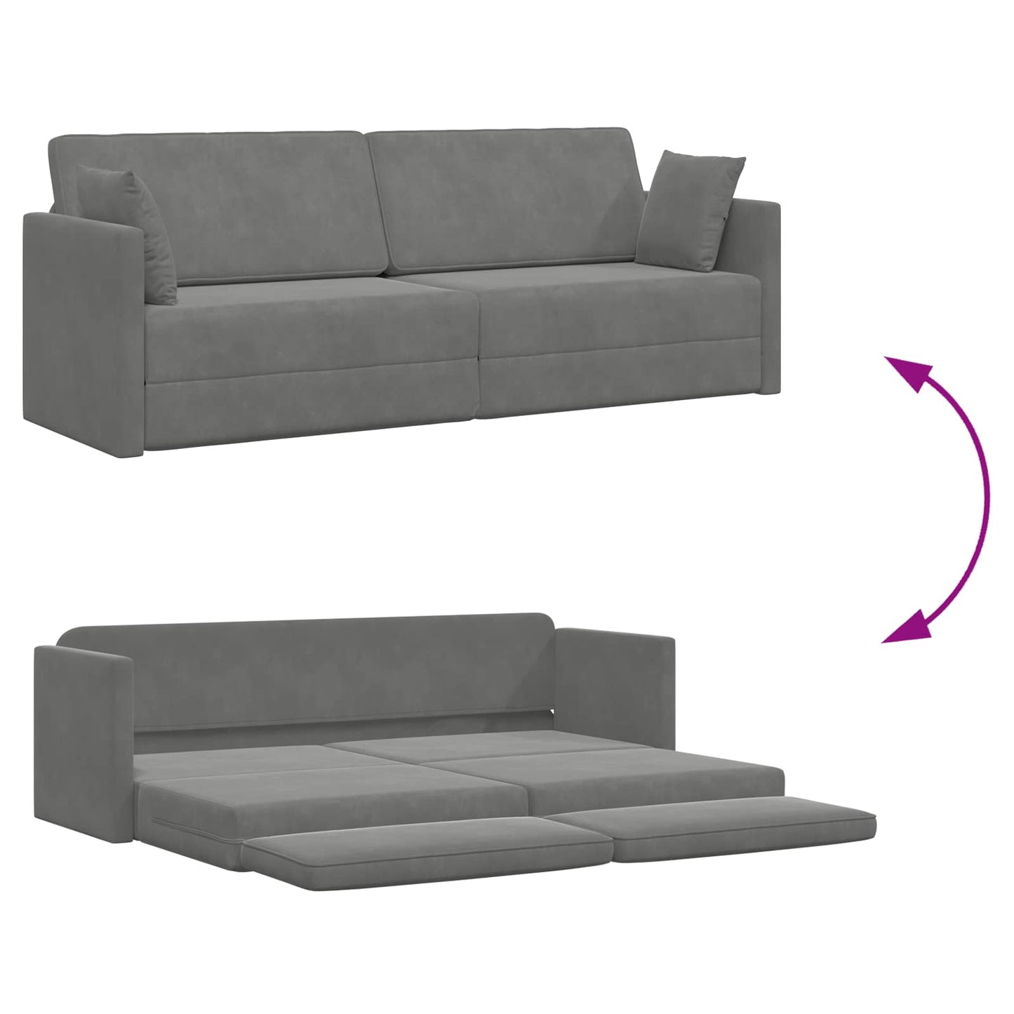 Boden-Sofa-Bett 200cm Dunkelgrau Samt