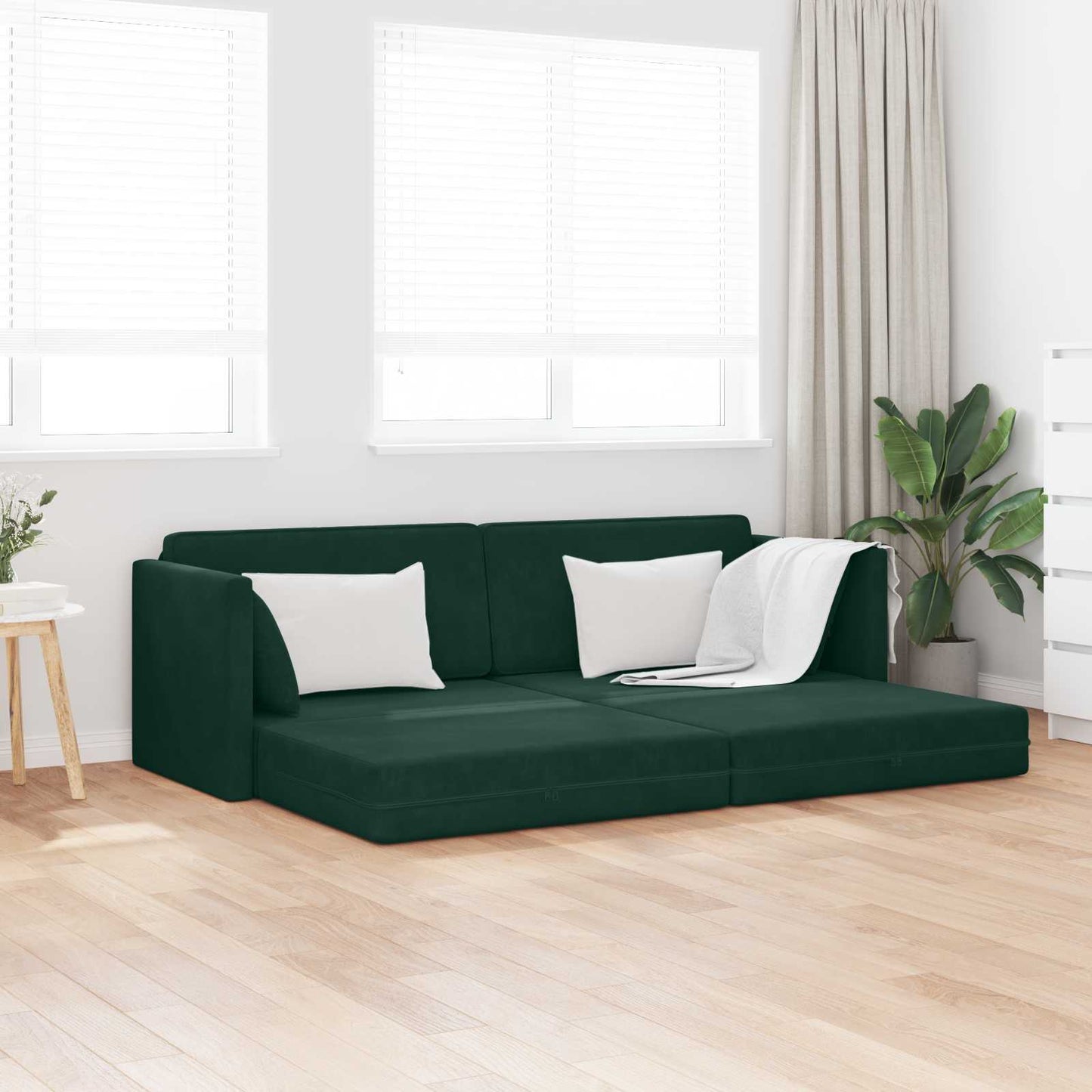 Boden-Sofa-Bett 200cm Dunkelgrün Samt