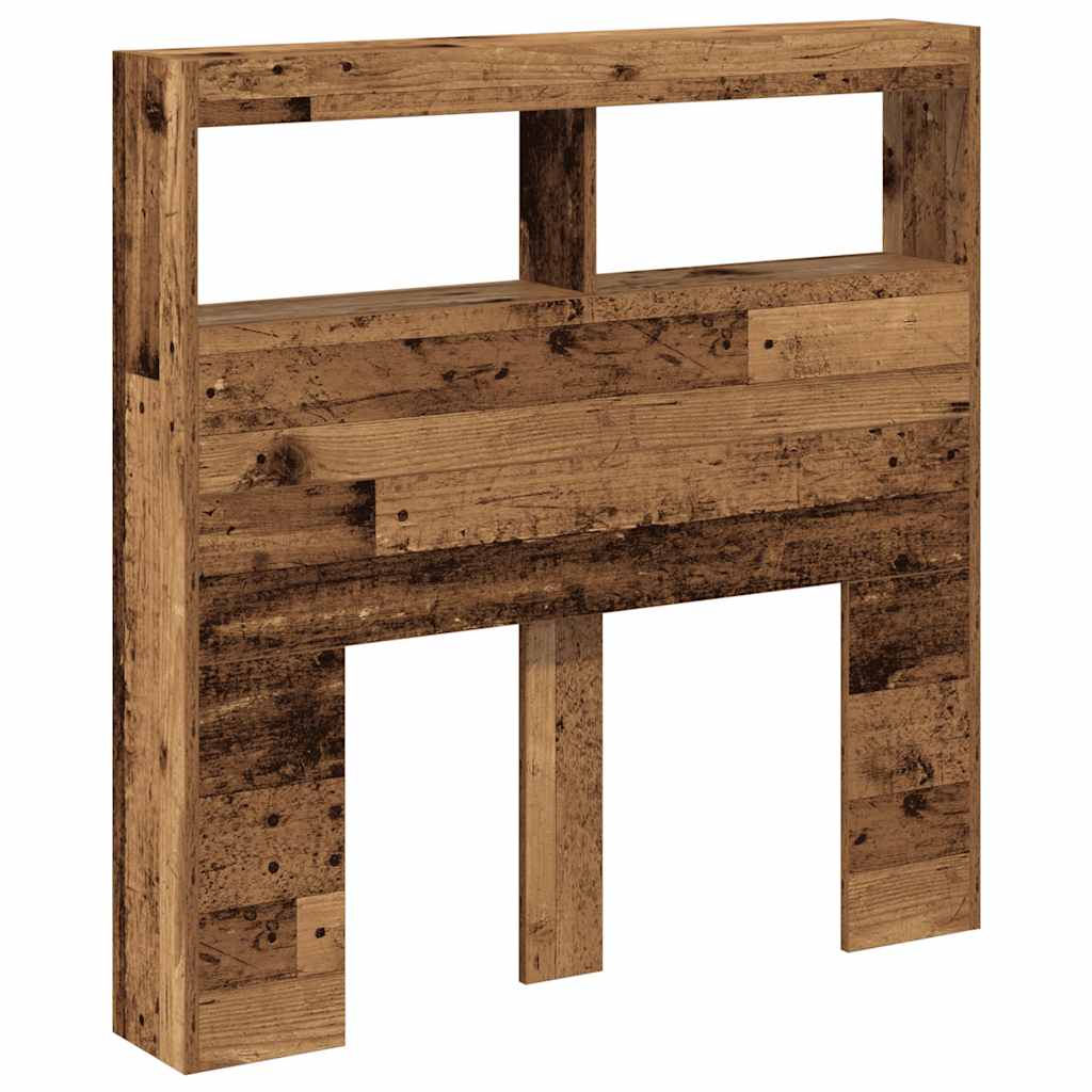 LED-Kopfteil mit Ablagen Altholz-Optik 100x17x102 cm