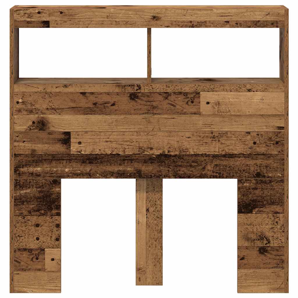 LED-Kopfteil mit Ablagen Altholz-Optik 100x17x102 cm