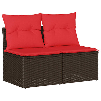 2-tlg. Garten-Sofagarnitur mit Kissen Braun Poly Rattan Akazie