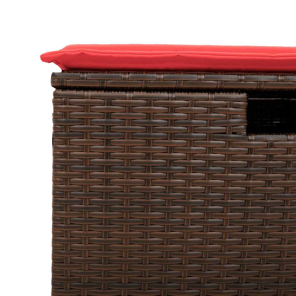 8-tlg. Garten-Sofagarnitur mit Kissen Braun Poly Rattan