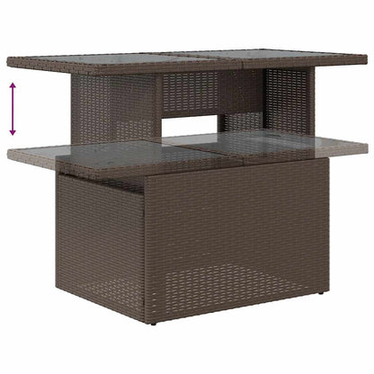 7-tlg. Garten-Sofagarnitur mit Kissen Braun Poly Rattan Akazie