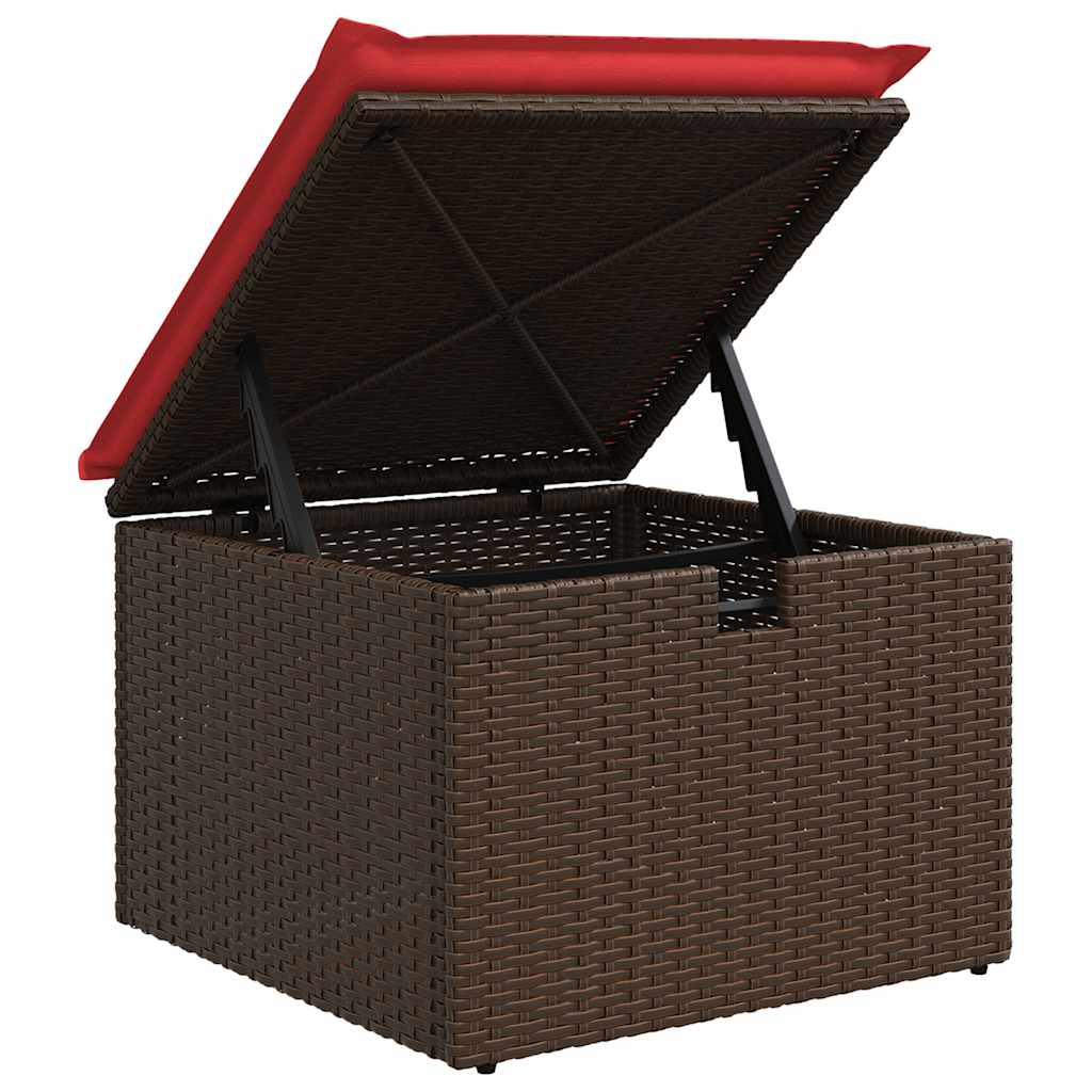 7-tlg. Garten-Sofagarnitur mit Kissen Braun Poly Rattan