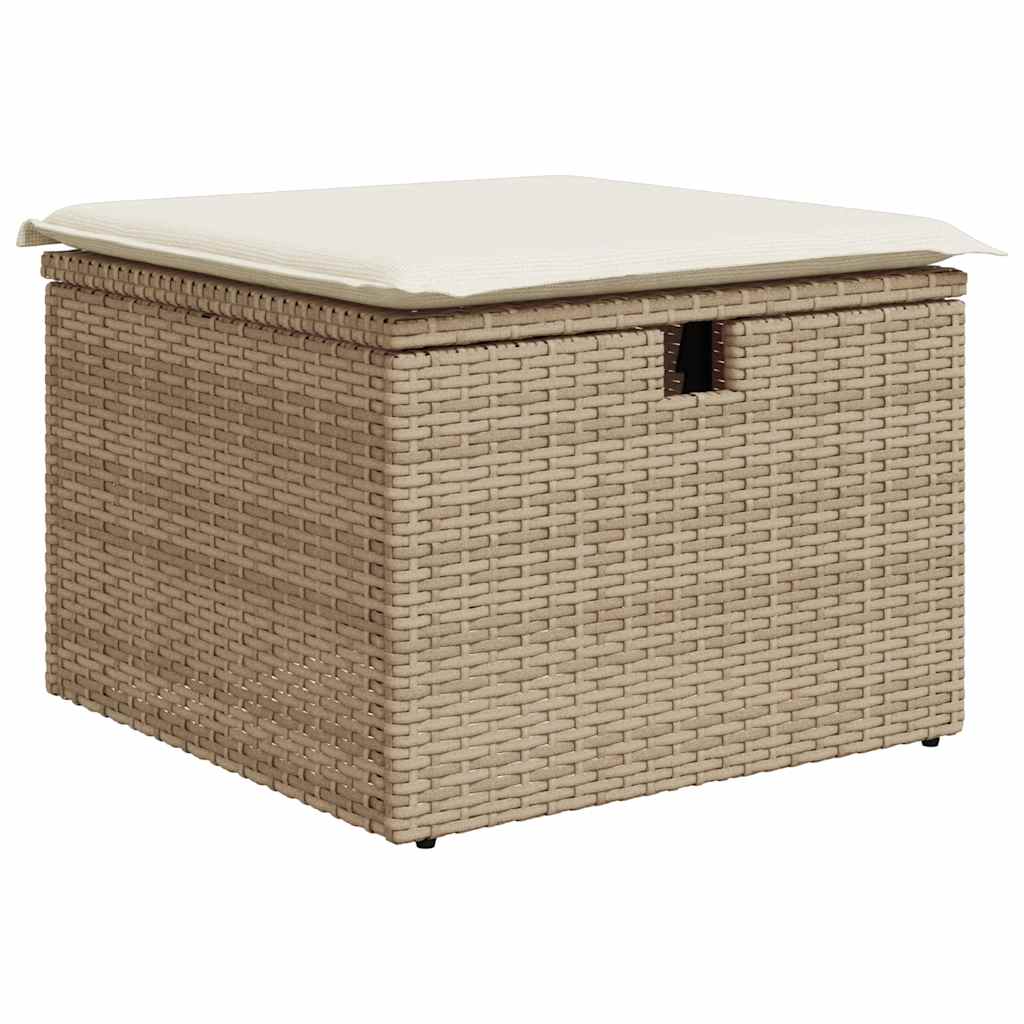 5-tlg. Garten-Sofagarnitur mit Kissen Beige Poly Rattan