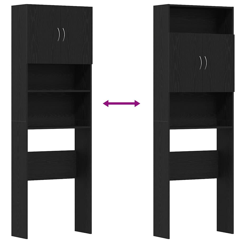 Waschmaschinenschrank Schwarz Eichen-Optik 64x24x190 cm