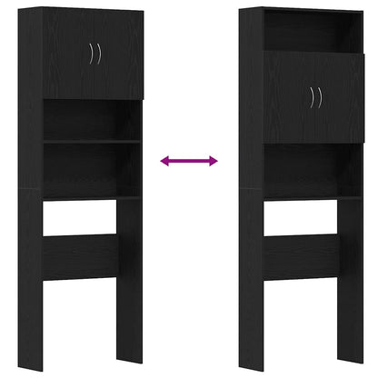 Waschmaschinenschrank Schwarz Eichen-Optik 64x24x190 cm