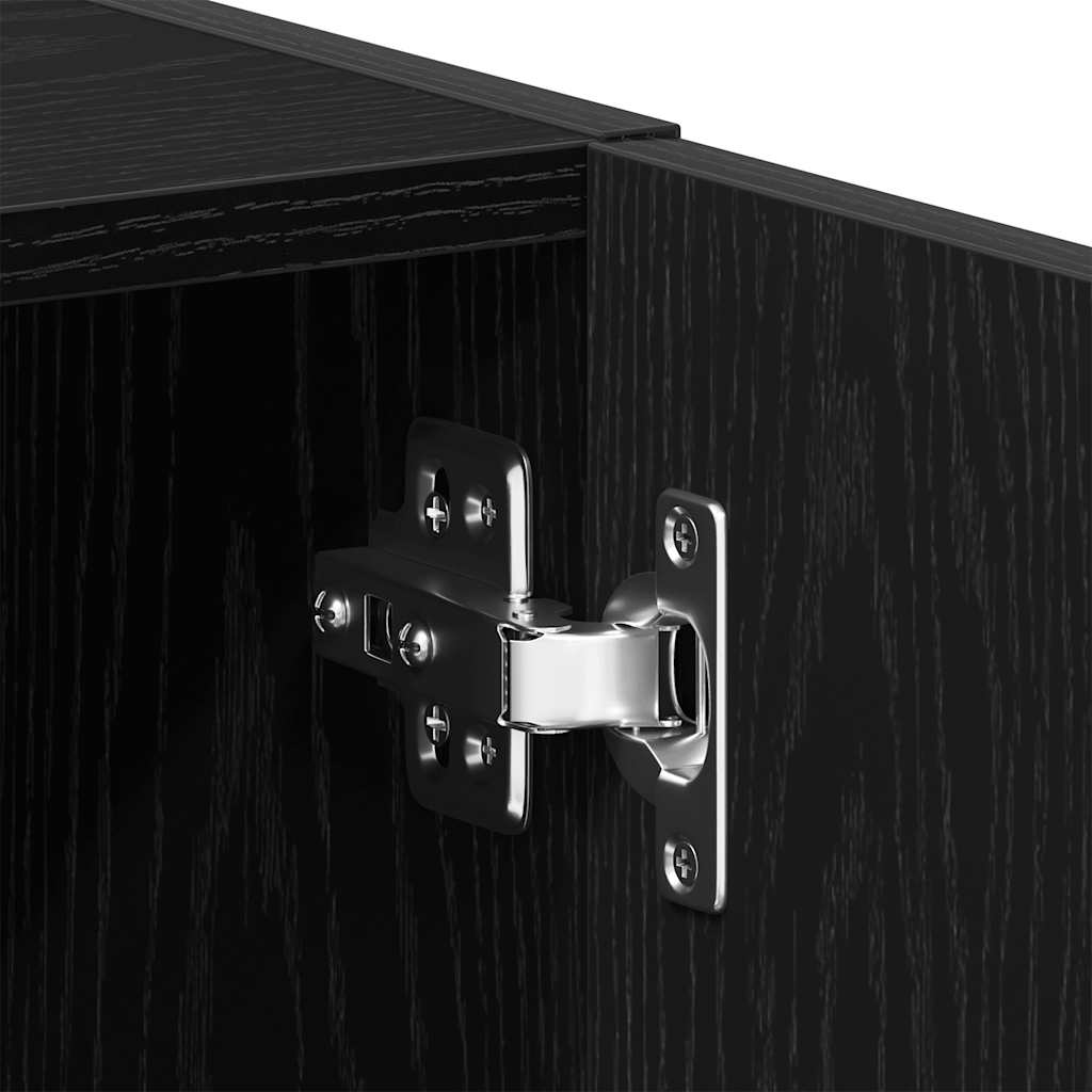 Waschmaschinenschrank Schwarz Eichen-Optik 64x24x190 cm