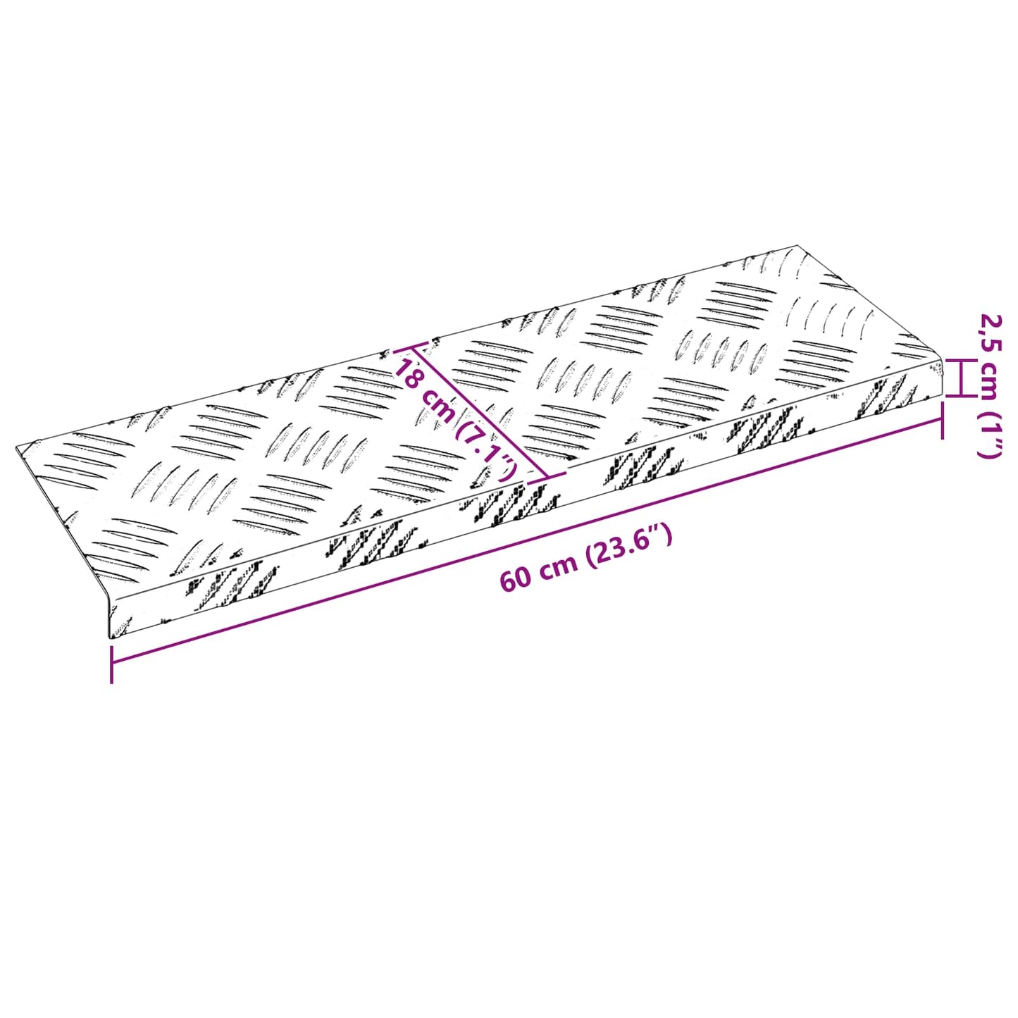 Treppe Tritt 15 pcs Silber 60 x 18 x 2,5 cm Aluminium