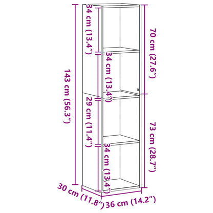 | Bücherregal | Schwarz Eichen-Optik 36 x 30 x 143 cm Holzwerkstoff
