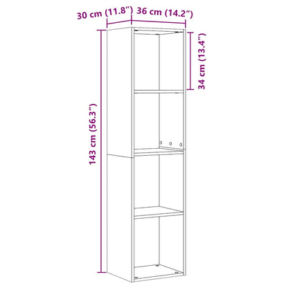 Bücherregal Schwarz Eichen-Optik 143 x 30 x 36 cm Holzwerkstoff