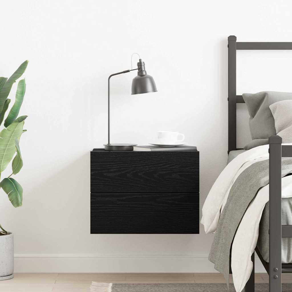 Nachttisch Schwarz Eichen-Optik 40 x 30 x 30 cm Holzwerkstoff