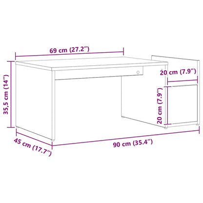 Couchtisch Schwarz Eichen-Optik 90 x 45 x 35 cm Holzwerkstoff