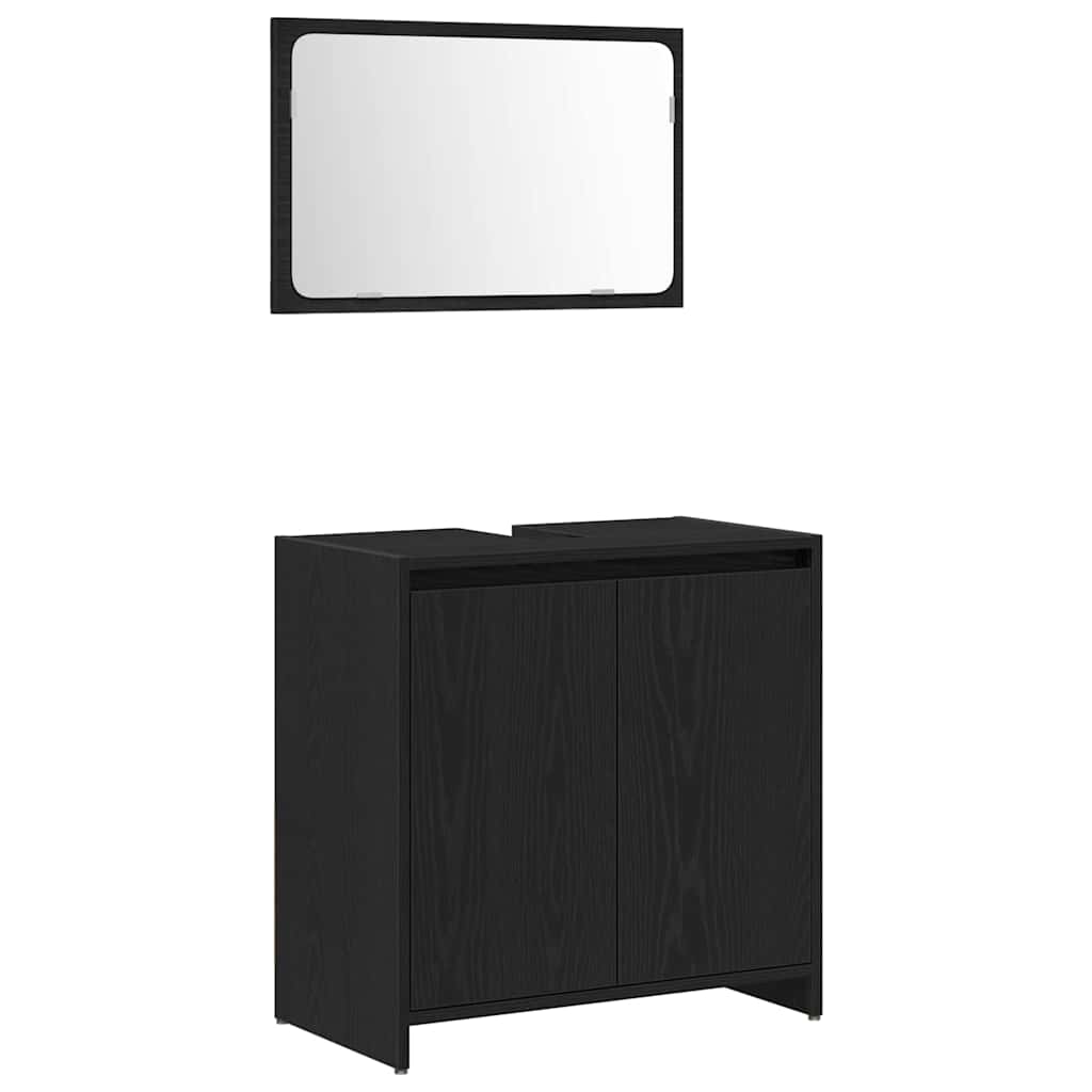 Badezimmerschrank mit Tür Schwarz Eichen-Optik 60 x 33 x 60 cm