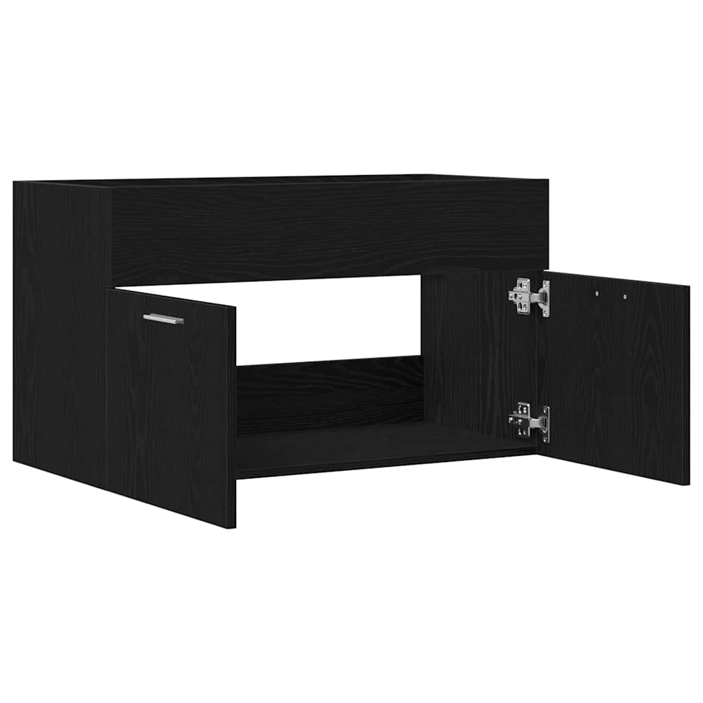 Waschbeckenunterschrank Schwarz Eichen-Optik 38,5 x 100 x 46 cm