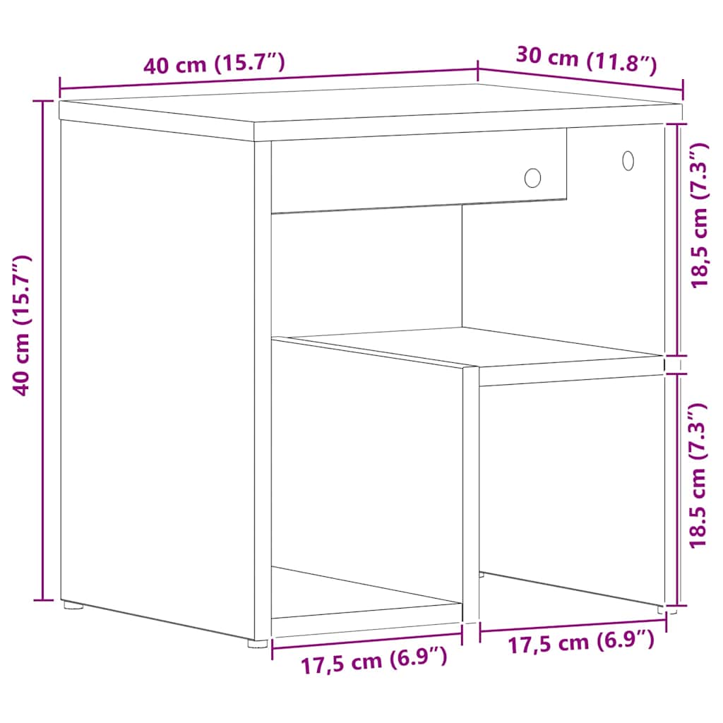 Nachttisch 2 pcs Schwarz Eichen-Optik 40 x 30 x 40 cm