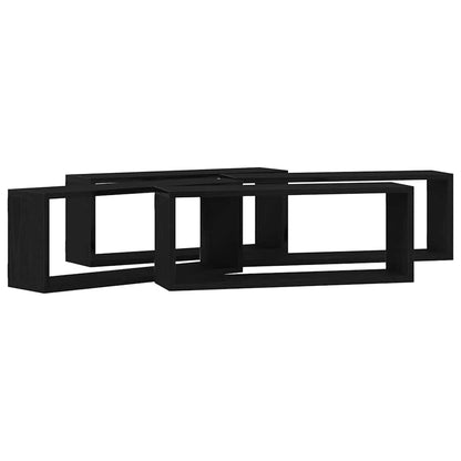 Wandregale mit Regal 4 pcs Schwarz Eichen-Optik 60 x 15 x 23 cm