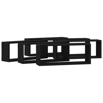 Wandregale mit Regal 6 pcs Schwarz Eichen-Optik 60 x 15 x 23 cm
